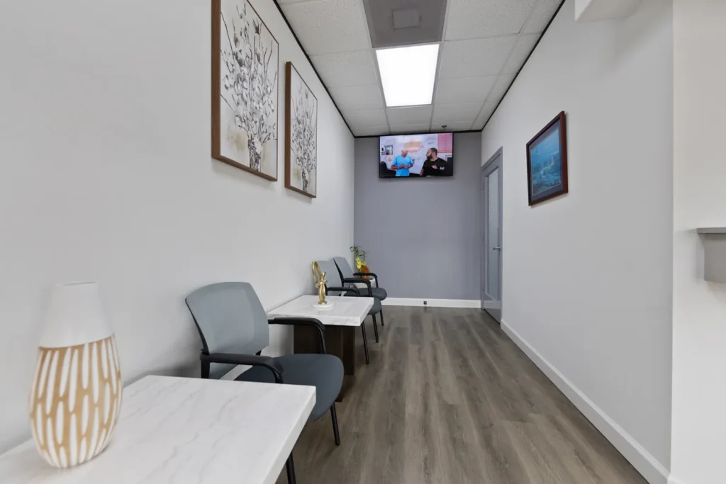 The waiting area at Next Care Dental